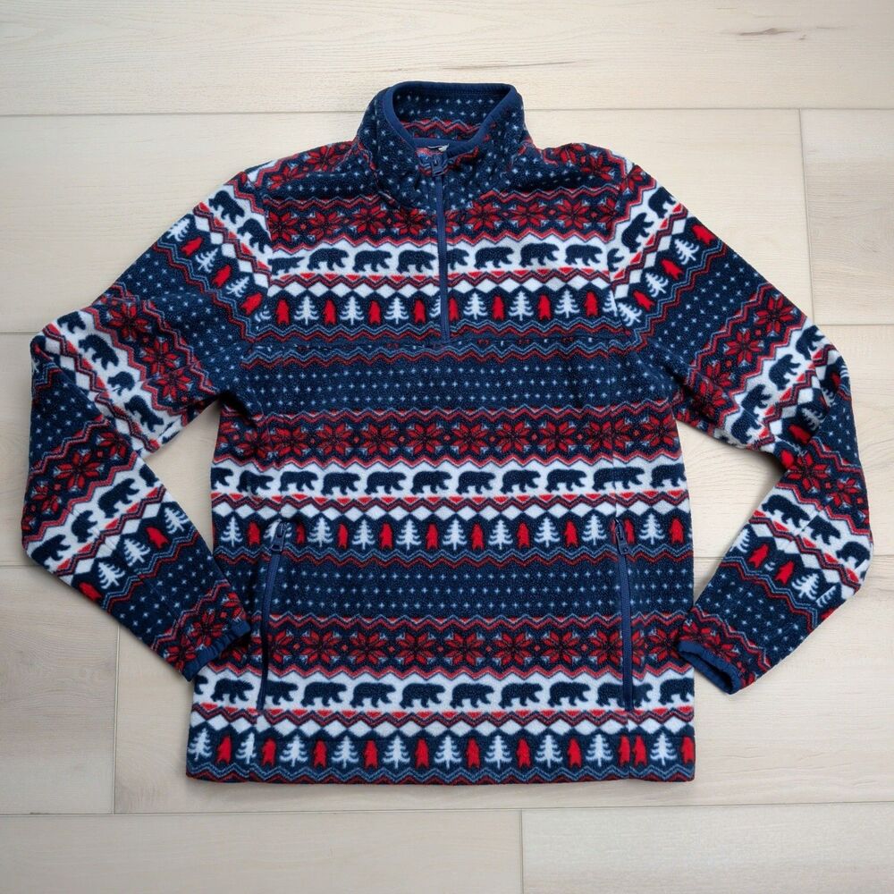 Chubbies  1/4 Zip Mens S‎ Bearly Wild Retro Print Fleece Sweater Pullover